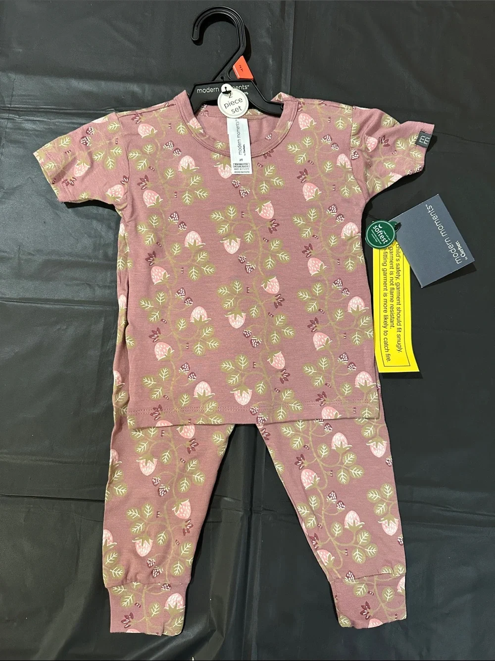 Gerber Modern Moments Mauve Floral Short-Sleeve Pajama Set for Kids